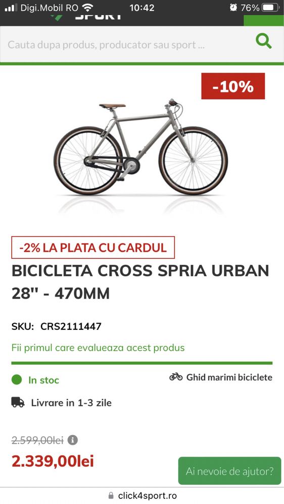 Bicicleta Cross Urban Spria 28