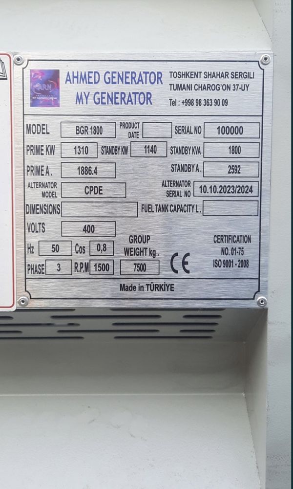 Generator AHMED 1310kw