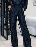 Rachel Zoe pantaloni cu broderie flori și paiete negri model zara