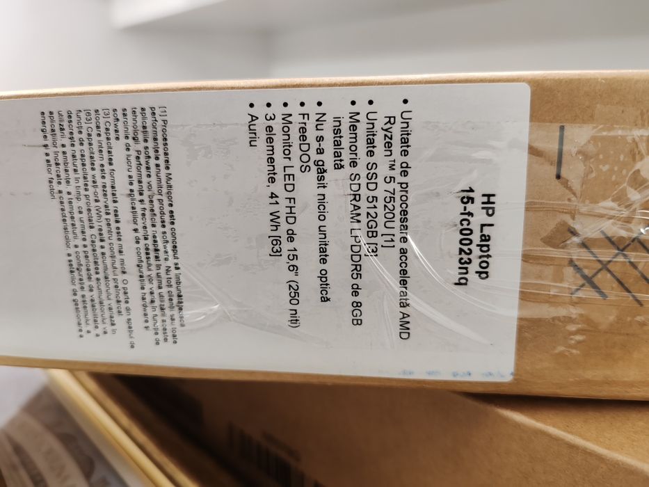 Laptop HP 15-FC0023NQ auriu la cutie FULL BOX cu factură cod 1087