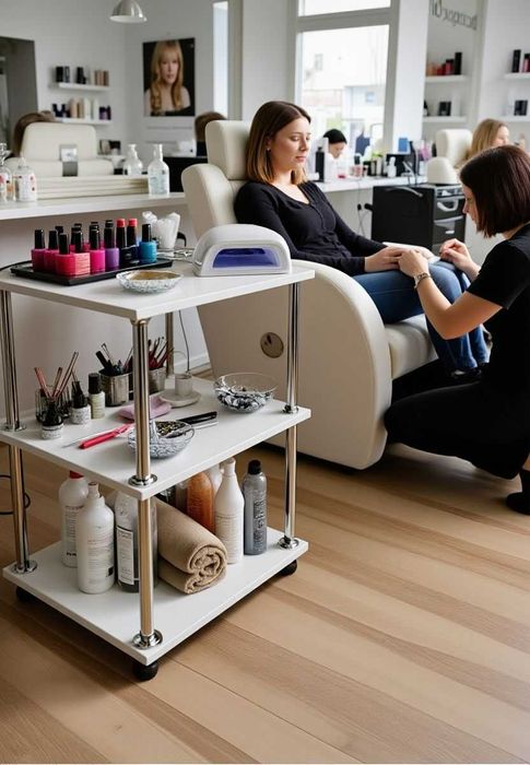 Помощна маса/ козметична количка етажерка ПДЧ Айви мебел