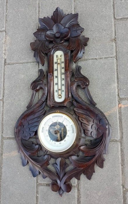 Ansamblu antic barometru, termometru in stil Art-Deco piesa foarte vec