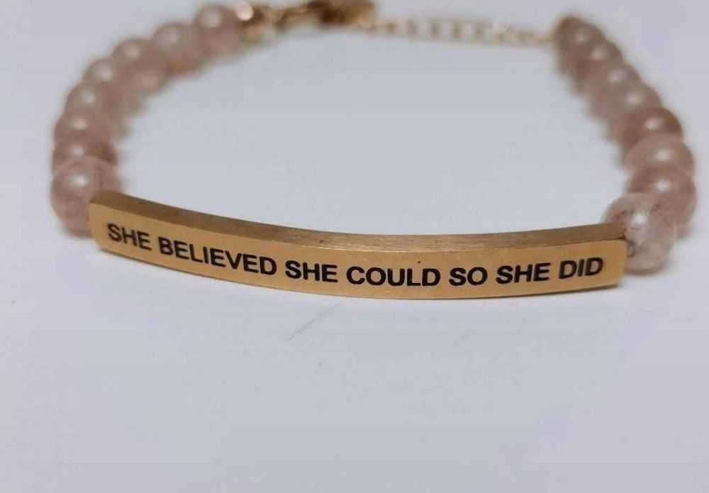 Bratara "Inspire Me Bracelets", placata cu aur roz de 14k si cuart roz