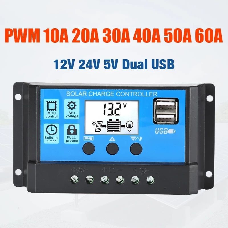 Controler Solar PWM Regulator 12V 24V 10A, 2 X USB SI LCD
