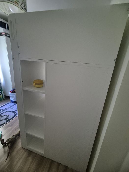 Pat supraetajat cu birou  cu sertare si scaun, pat 90x200 ikea