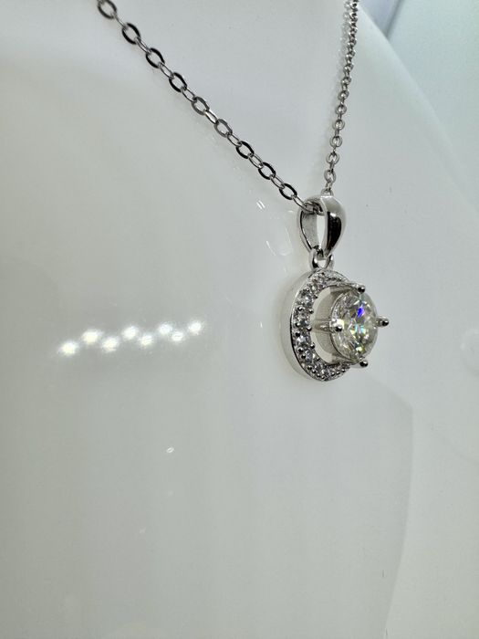 Сребърно колие с мойсанит (Диамант) 1 карат