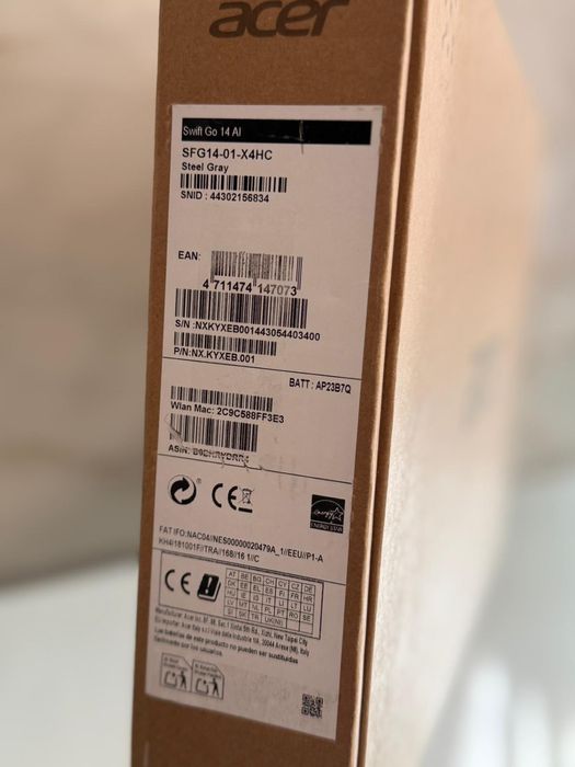Acer Swift Go AI SFG14-01 / SnapDragon X Plus / 16 DDR5 /SSD 512 NOU