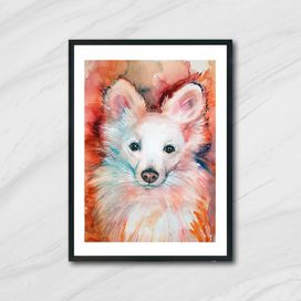 Ръчно рисуван авторски акварвелен портрет вашето куче, котка, папагал