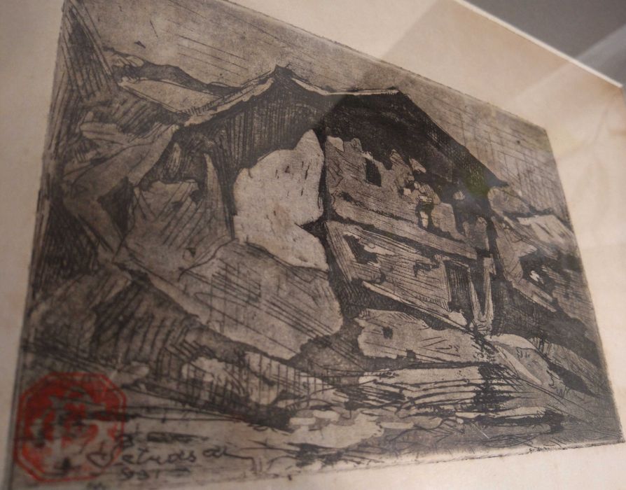 Tablou Gheorghe Petrascu |Casa la tara| Gravura veche