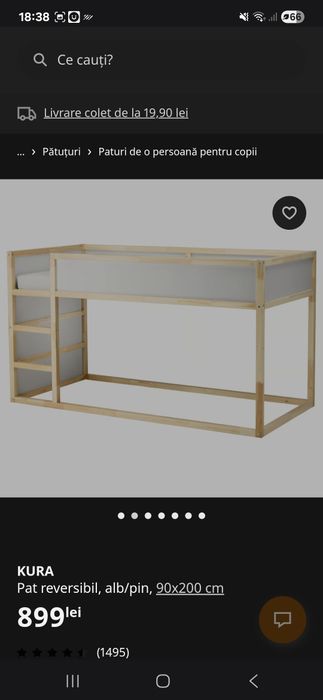 Pat reversibil Kura __CADOU căsuță papusi Flisat ikea