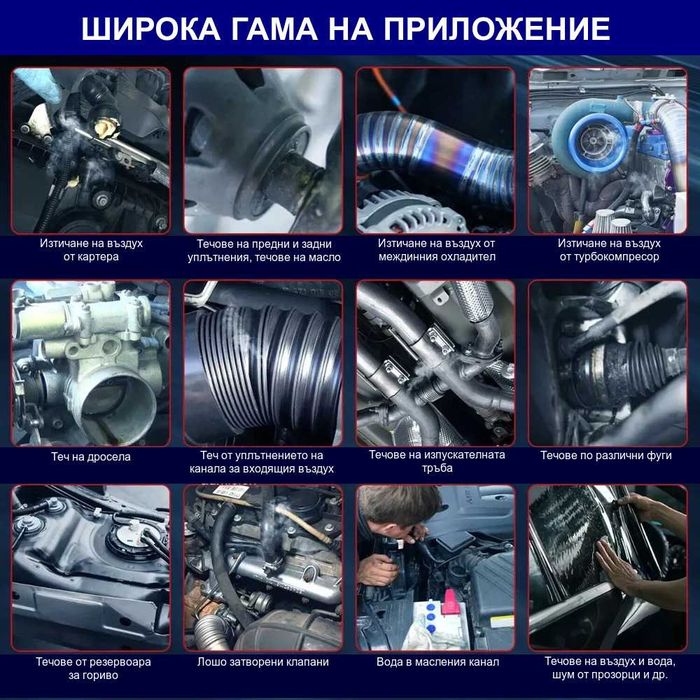 Машина за пушек | Димогенератор за откриване на утечки с дим и въздух