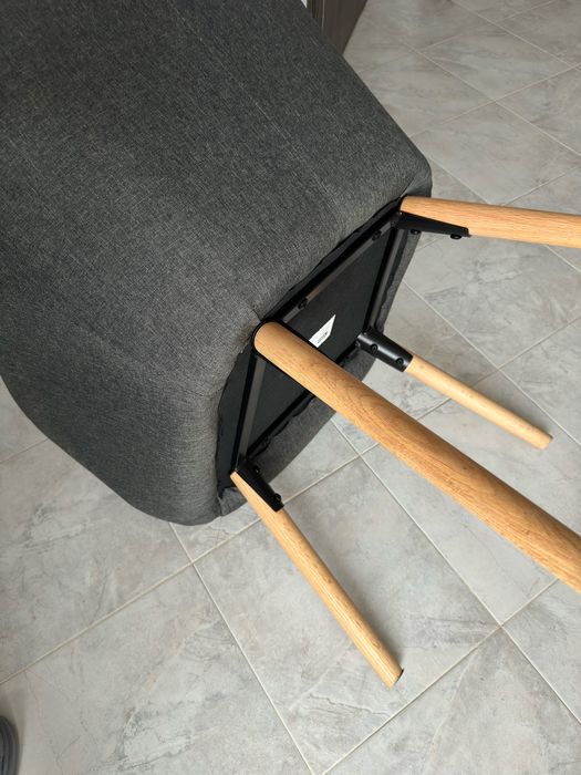 2 бр Кресло UDSBJERG сив текстил/ краченца от масивен дъб