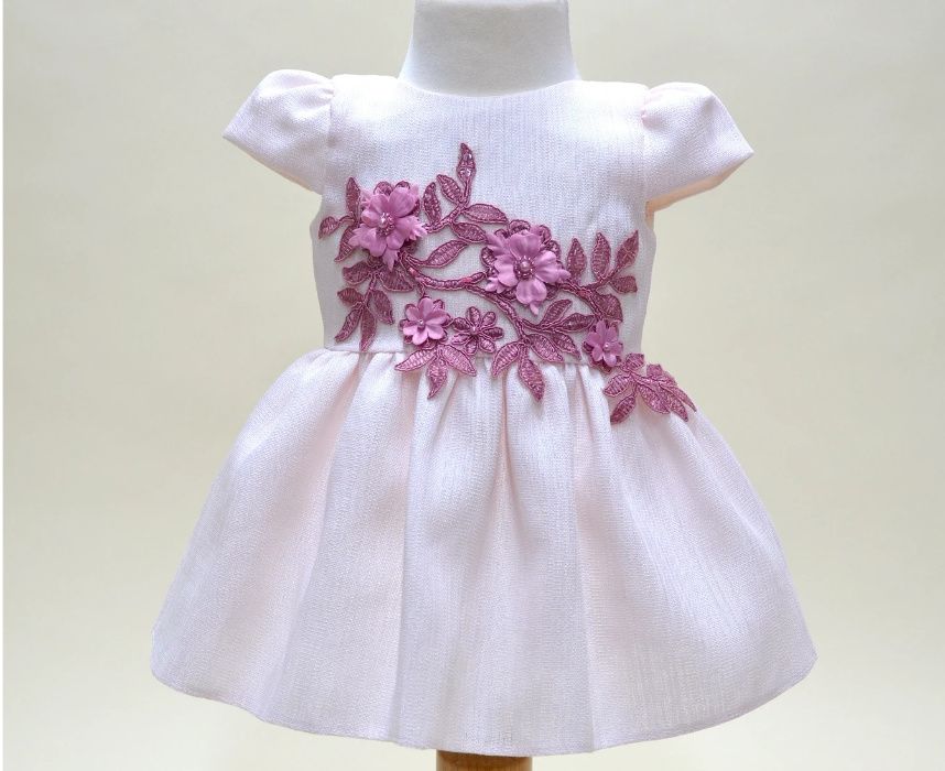 rochita botez Charrisma stralucitoare roz cu flori pt 5-6 luni