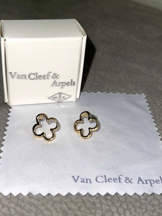 Van Cleef златни обеци неръждаем материал с кутия детелина бижу златни