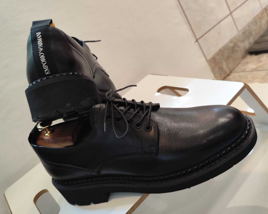 Pantofi derby 43 43.5  de lux Emporio Armani NOI piele naturala moale