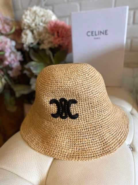 Шапка Селин*Celine Triomphe Raffia bucket hat original