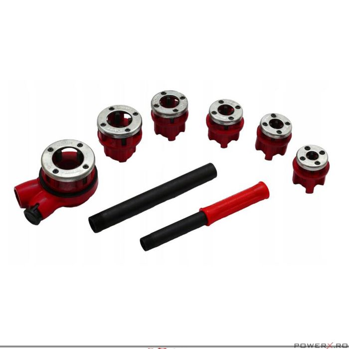 Trusa pentru filetat tevi, 7 piese, 1/4"; 3/8"; 1/2"; 3/4"; 1";