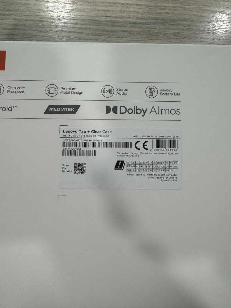 Tableta Lenovo Tab, 4GB RAM, 64GB, Polar Blue + Clear Case, NOUA!
