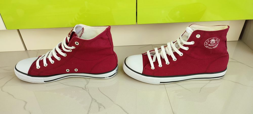 Teniși Trainers Dunlop hi top, tip Converse, Burgundy, 43