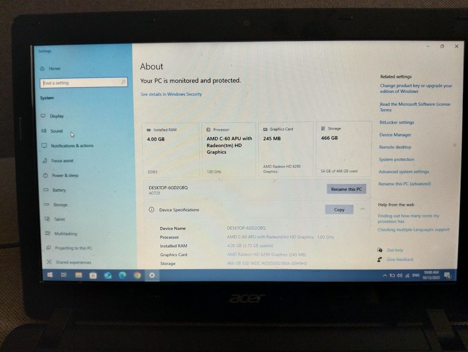 Laptop Acer aspire one 725 impecabil