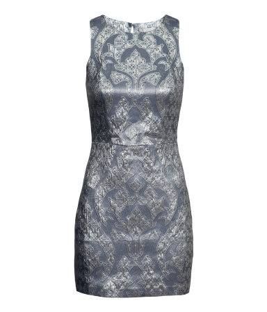 Rochie H&M eleganta argintie brocard marimea 40-L