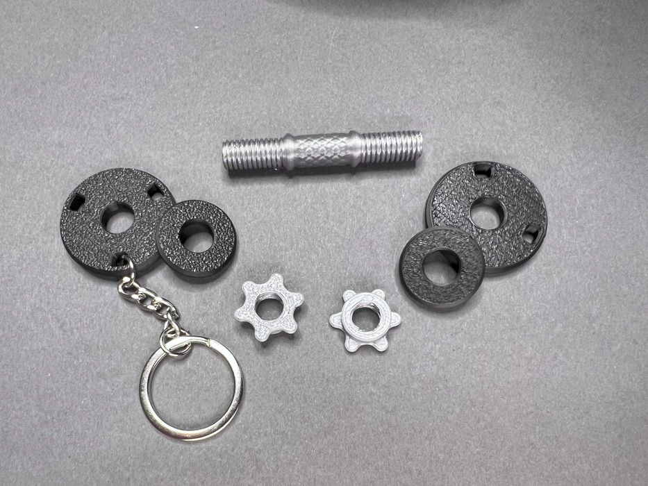 Breloc Halteră 3D Printat: Discuri Detasabile, Cadou Fitness