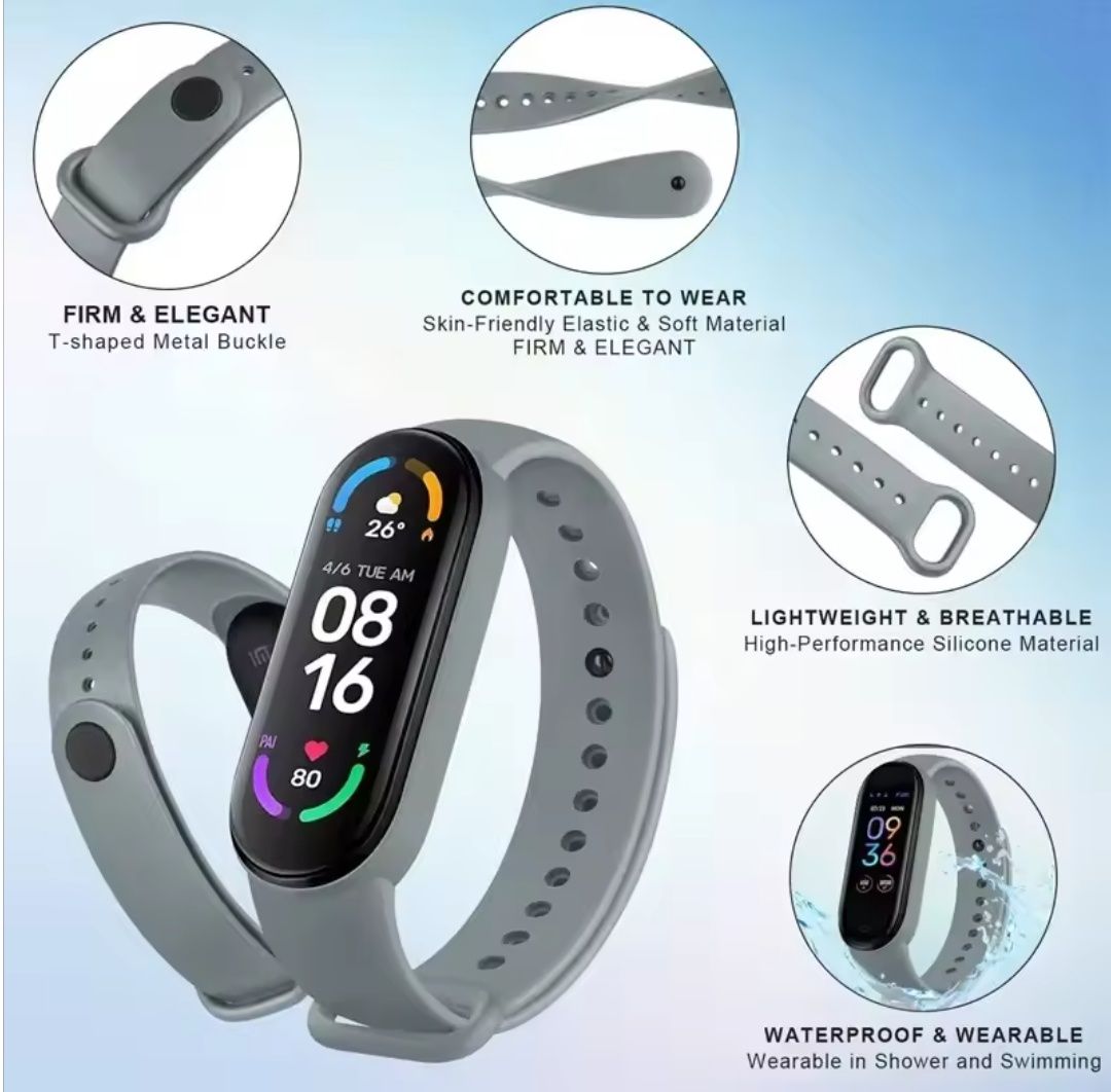 Силиконова каишка за смарт гривна Mi band 4/5/6/7