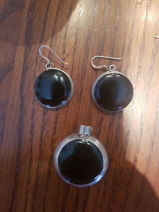 Set argint 925 cercei pandativ,onix,sidef si perle modele deosebite