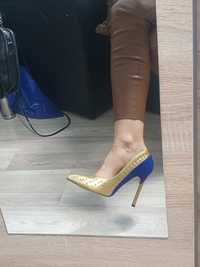 Pantofi De Ocazie Albastru Auriu Cu Ținte Mărimea 38
