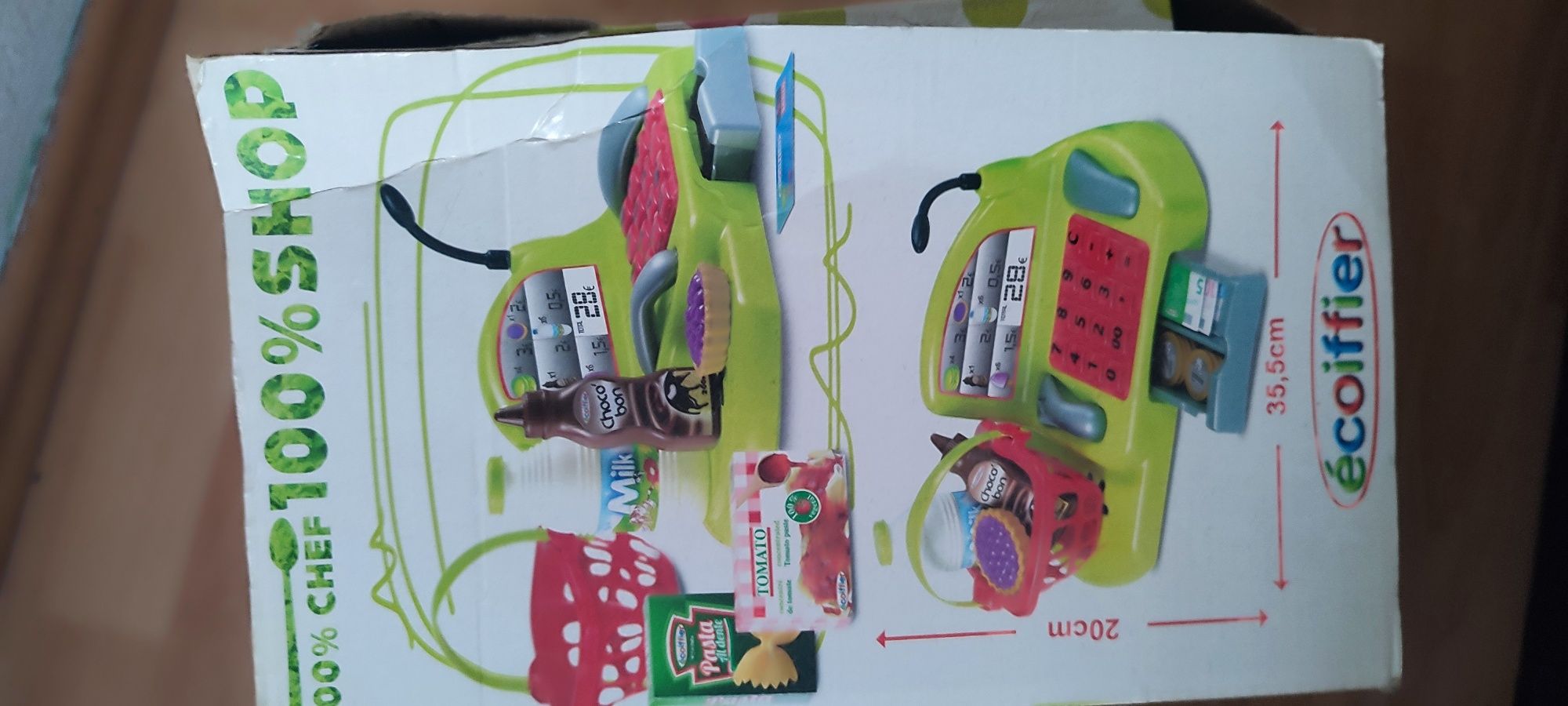 Set jucărie casă de marcat pentru copii – cu alimente, bani și coș de
