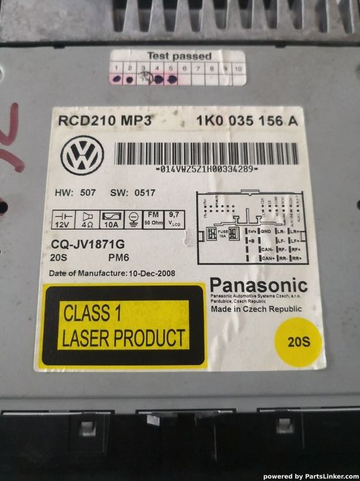 CD player auto VOLKSWAGEN GOLF V (1K1) [ 2003 - 2009 ] Panasonic OEM 1k0035156a