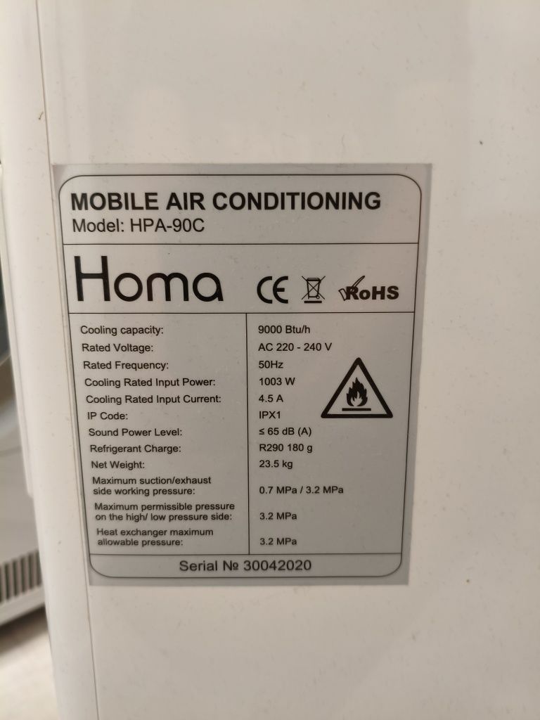 Мобилен климатик HOMA HPA-90C