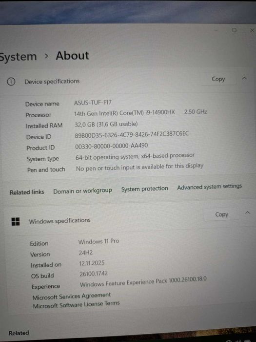 Laptop gaming ASUS TUF Core i9 14900HX | 32GB RAM | RTX 5070 | 2TB SSD