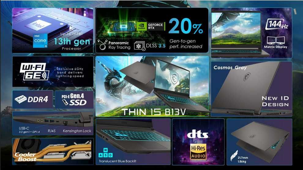 MSI Thin 15 Core i5 13th / RTX 4050 / 16 / 512 GB / FHD 144Hz
