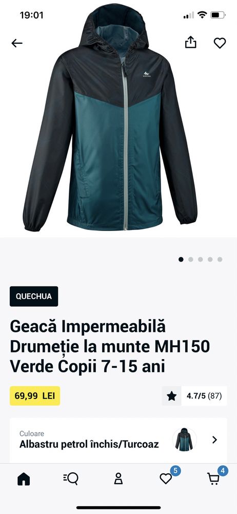 Geaca impermeabila Quechua Decathlon MH150 14 ani