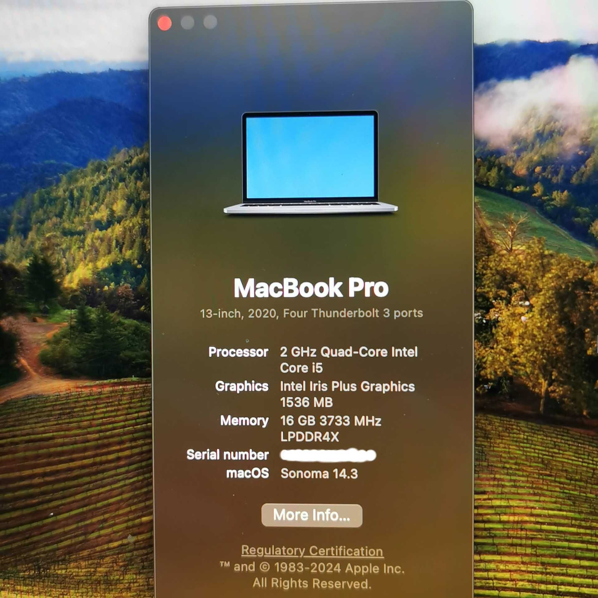 MacBook Pro Retina 13 2020 16GB RAM, 512GB SSD 4x ThunderBolt 3 Ports