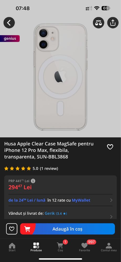 Husa iphone 12 pro max originala transparenta mag safe