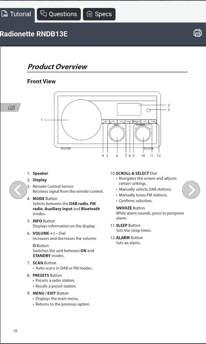 Radio Radionette RNDB13E – DAB+/FM/Bluetooth