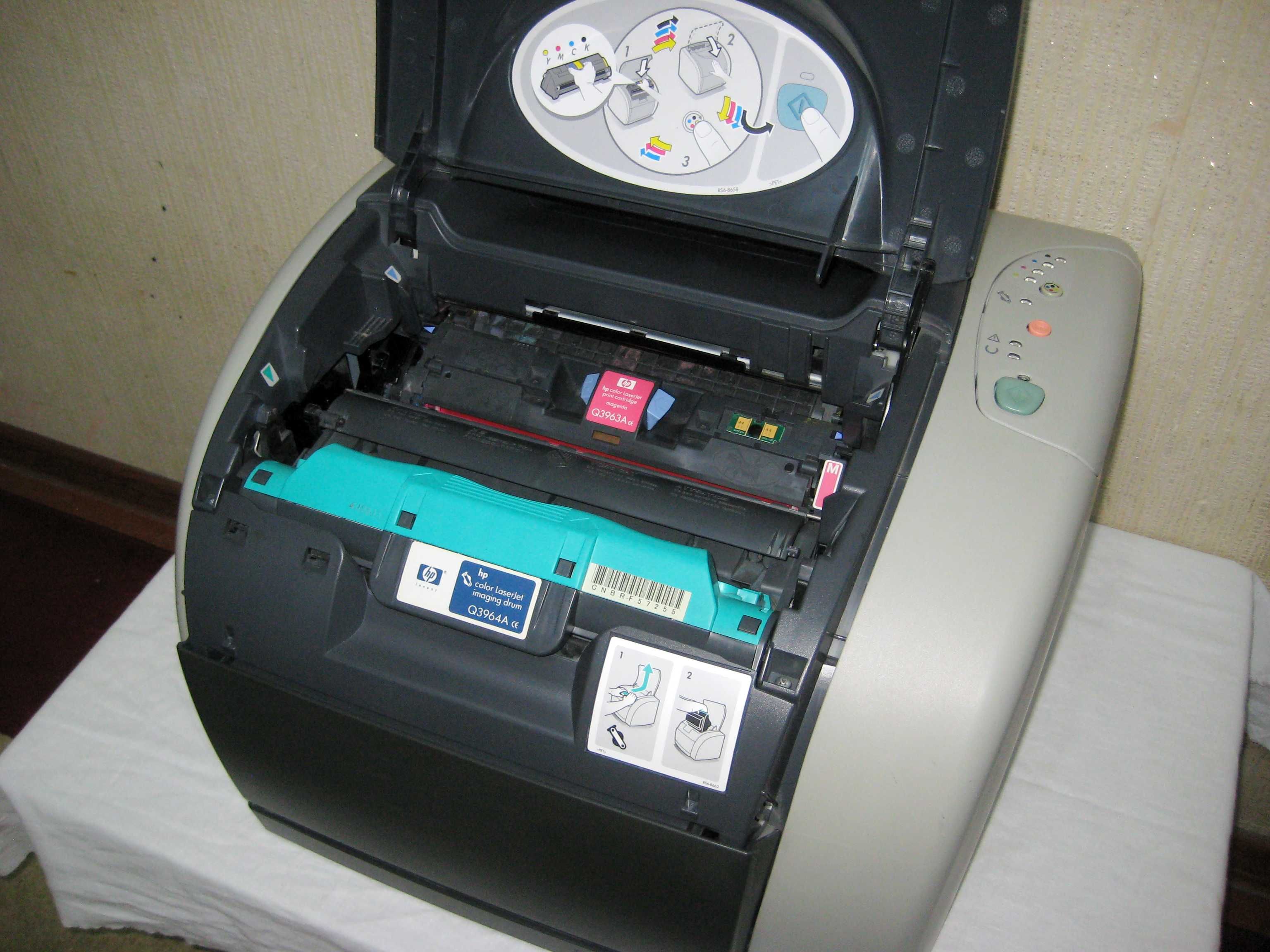 Цветной лазерный принтер HP2550L работает но надо менять одну картридж