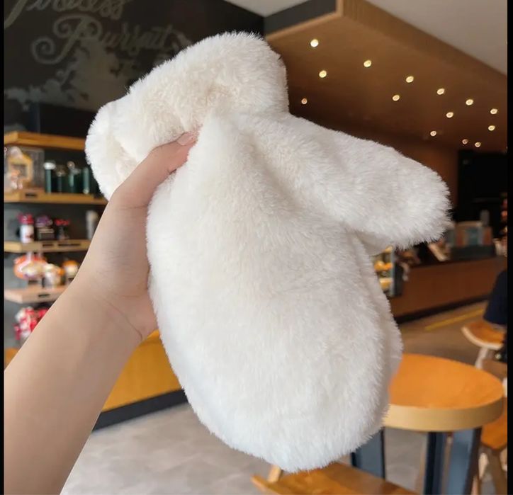 Перчатки зимние теплые пушистые