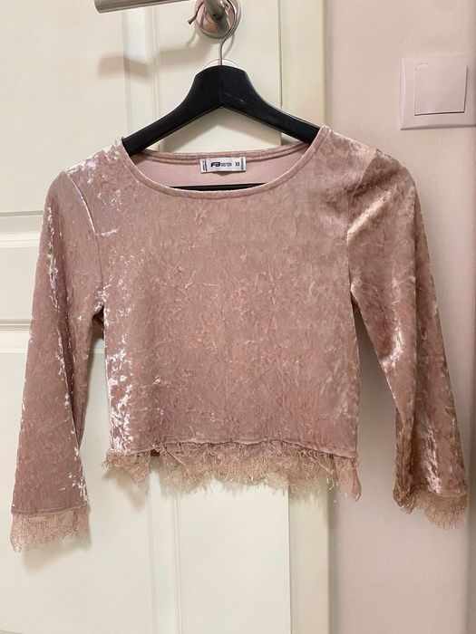 Bluza din catifea roz pal dama