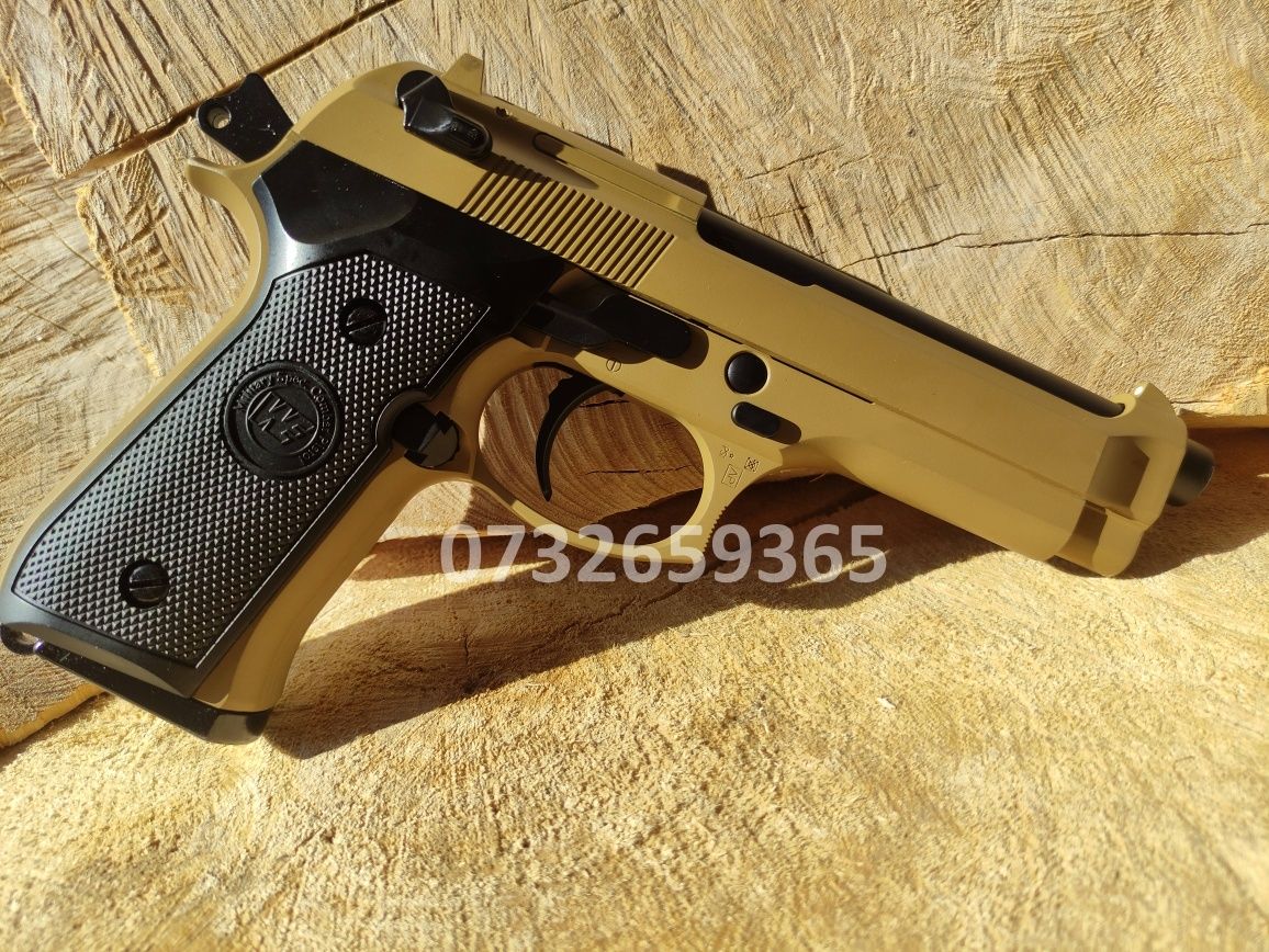 Beretta M92Tan fullMetal cu recul puternic GreenGas pistol airsoft