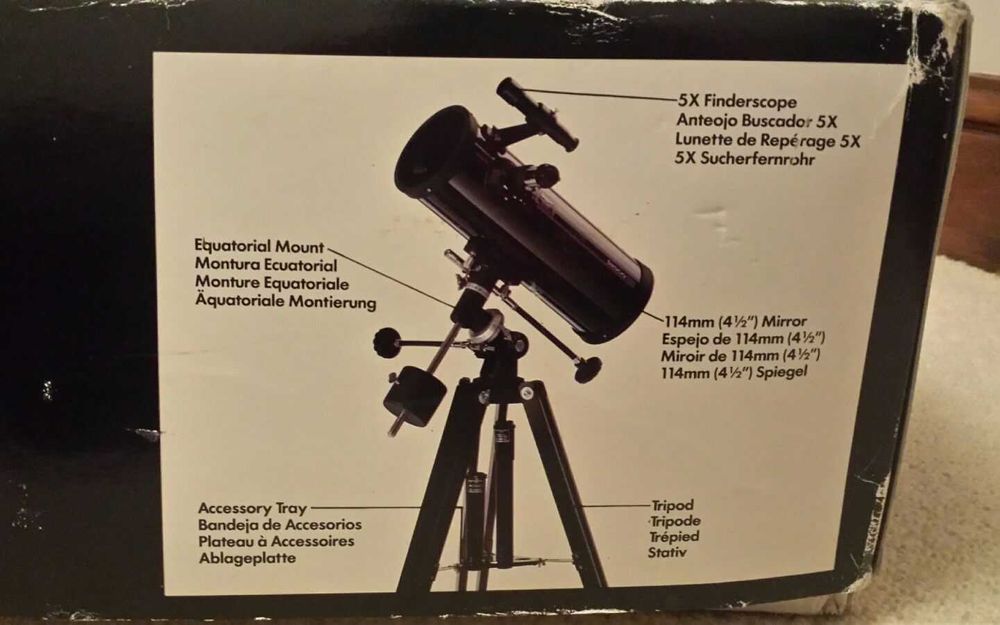 Компактен силен телескоп рефлектор 114 мм с EQ монтировка