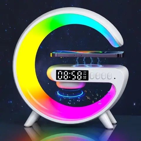 Умный RGB-светильник с колонкой и беспроводной зарядкой