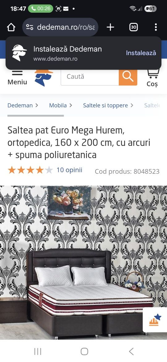 Saltea 160/200 achiziționată anul trecut