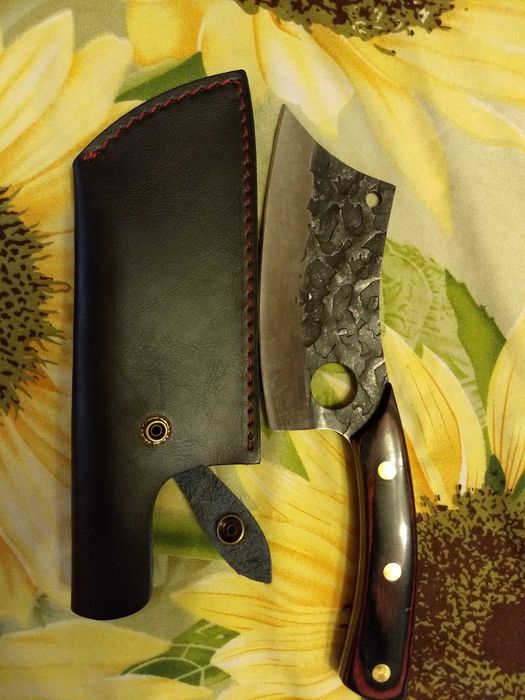 Cutit otel inoxidabil, forjare lama - stone wash, teaca piele