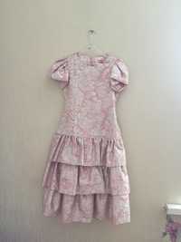 Атласное нарядное платье на 10-12 лет