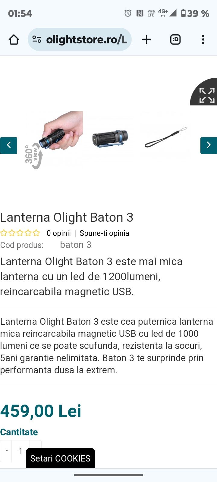 Lanterna  profesionala olight baton 3