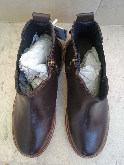 Детски боти Zara, 35 номер, естествена кожа, кафяви