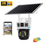 Camera Supraveghere 4G Tripla, Cartela Sim, Panou Solar, 3 Lentile